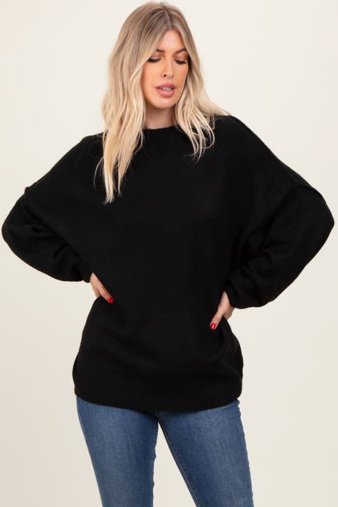 Oversized Crewneck Melange Knit Sweater
