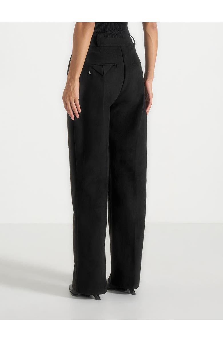 Manière De Voir Solene Suede Wide Leg Pleated Trousers, Alternate, color, Black