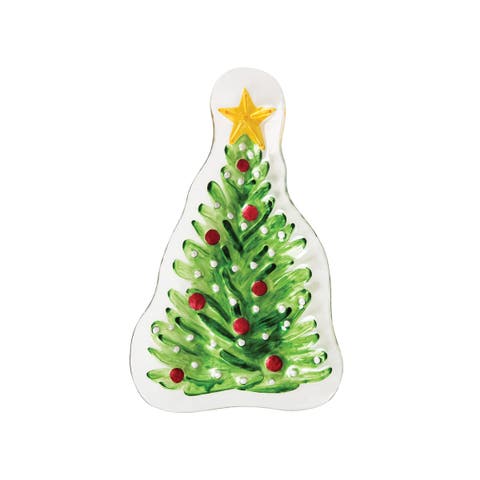8" x 13" Christmas Tree Slump Glass Santa Claus Cookie Appetizer Party Food Plate