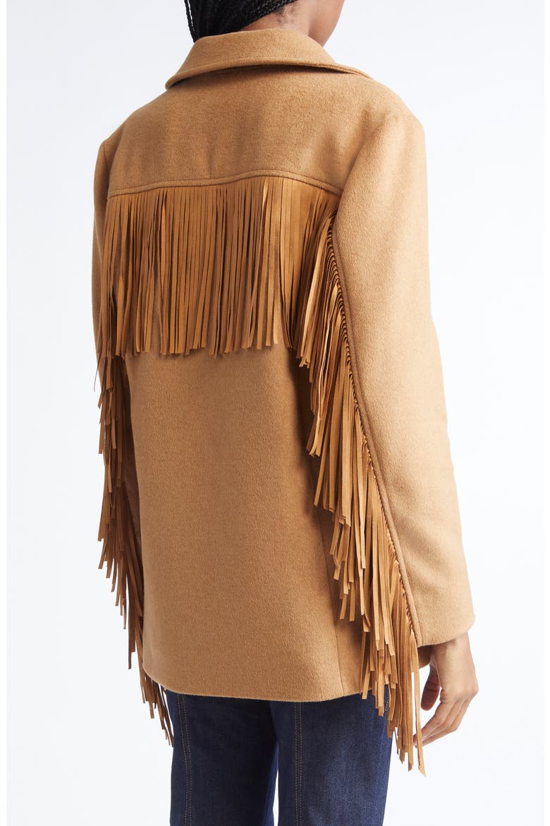 Keeley Fringe Trim Coat, Alternate, color, DARK CAMEL