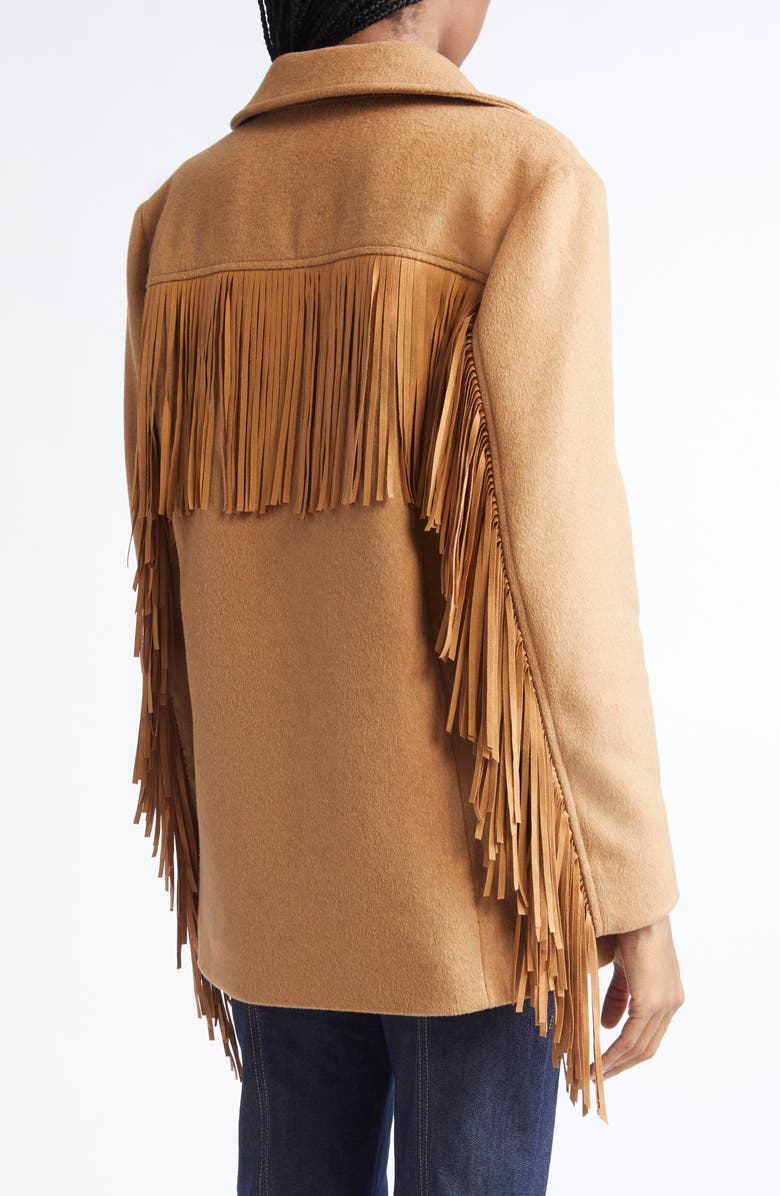Cinq à Sept Keeley Fringe Trim Coat, Alternate, color, Dark Camel
