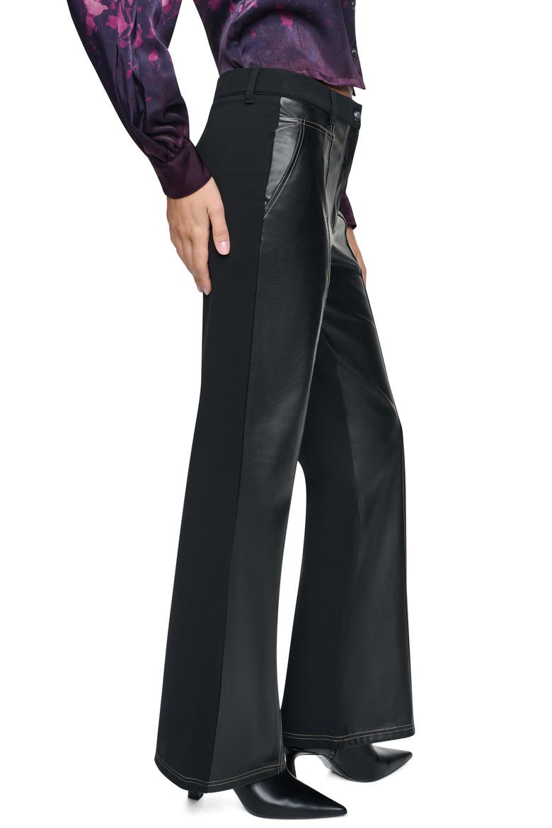 Faux Leather Straight Leg Pants, Alternate, color, BLACK