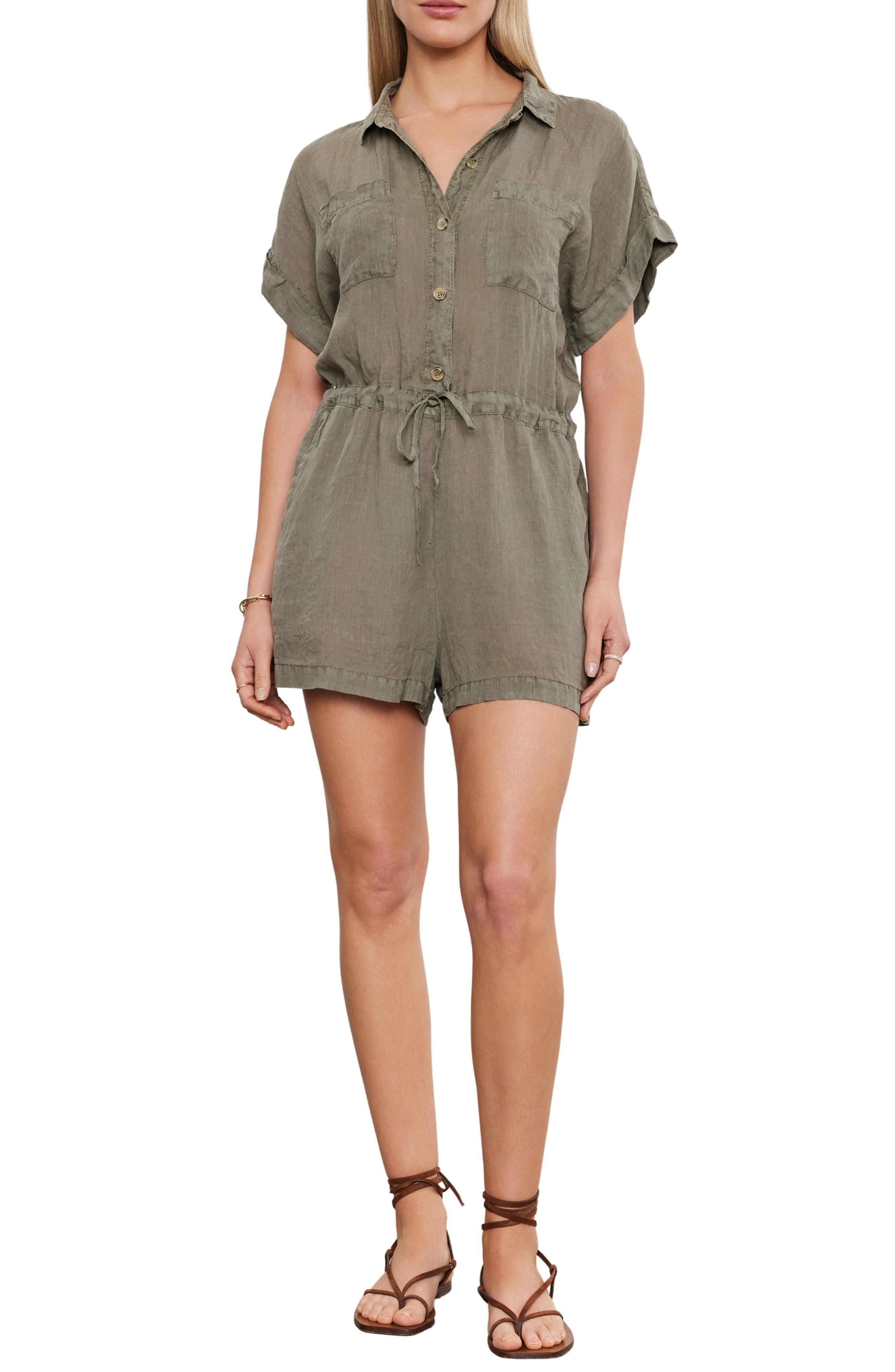 Linen Short Sleeve Romper