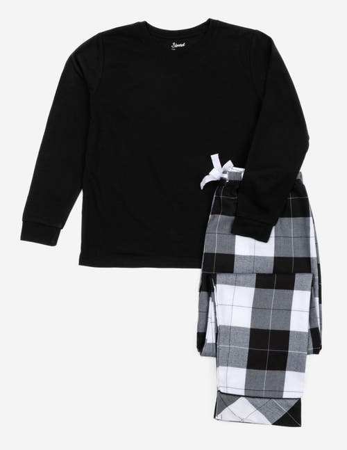 Leveret Kids Flannel Printed Holiday Pajama Set In Black