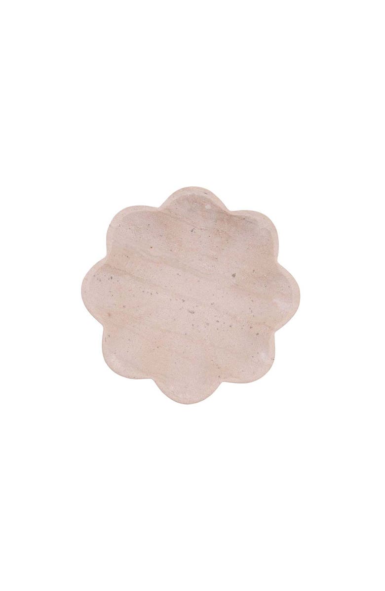 Foreside Home and Garden Abigail Scallop Marble Bowl & Spoon Set of 2, Alternate, color, Beige