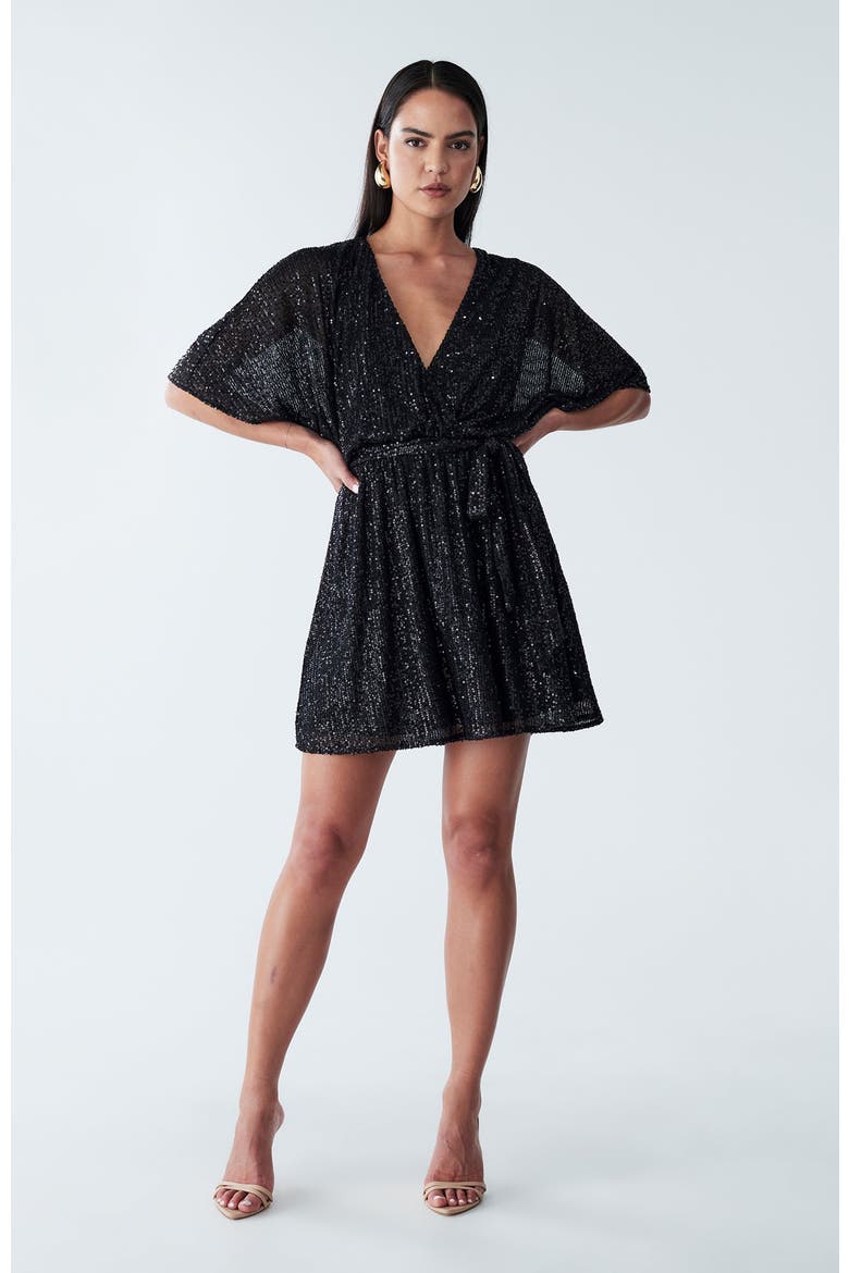 Danae Mini Dress, Alternate, color, Black Sequin