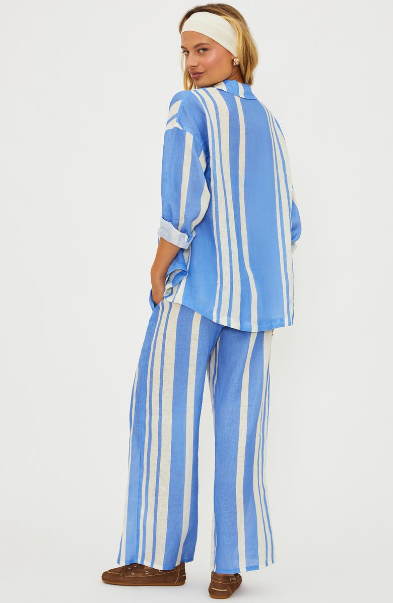 Beach Riot Audley Stripe Linen Cover-Up Pants, Alternate, color, Harbor Stripe