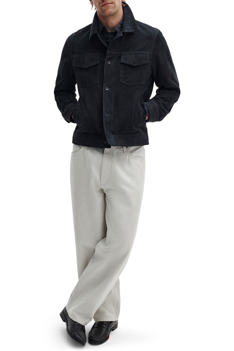 Suede Trucker Jacket, Alternate, color, NAVY