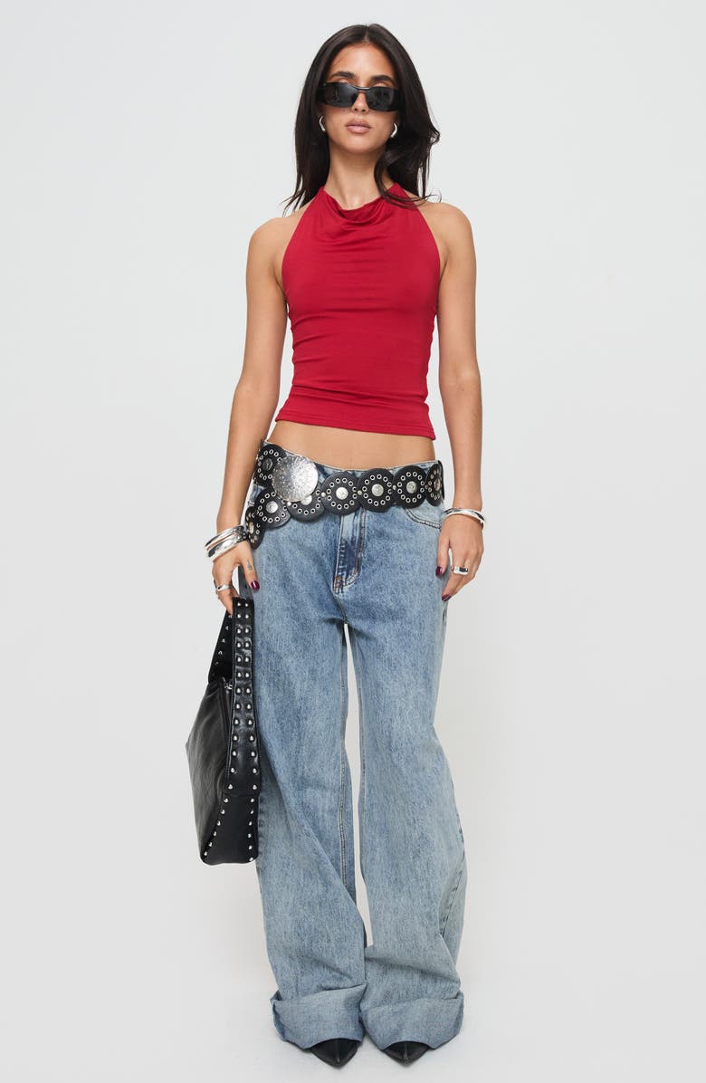 Princess Polly Imposter Jersey Halter Top, Alternate, color, Red