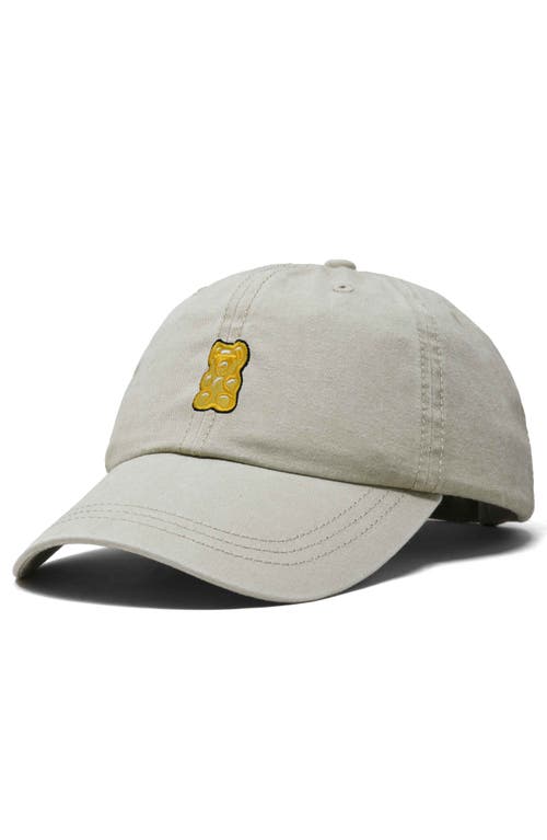 Dalix Yellow Gummy Embroidered Dad Cap In Washed Stone White