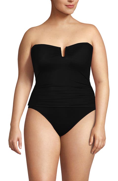Slender Bandeau U-Wire Tankini Swimsuit Top