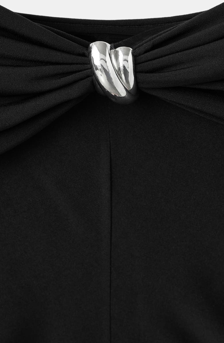 MANGO Metallic Off the Shoulder Top, Alternate, color, Black