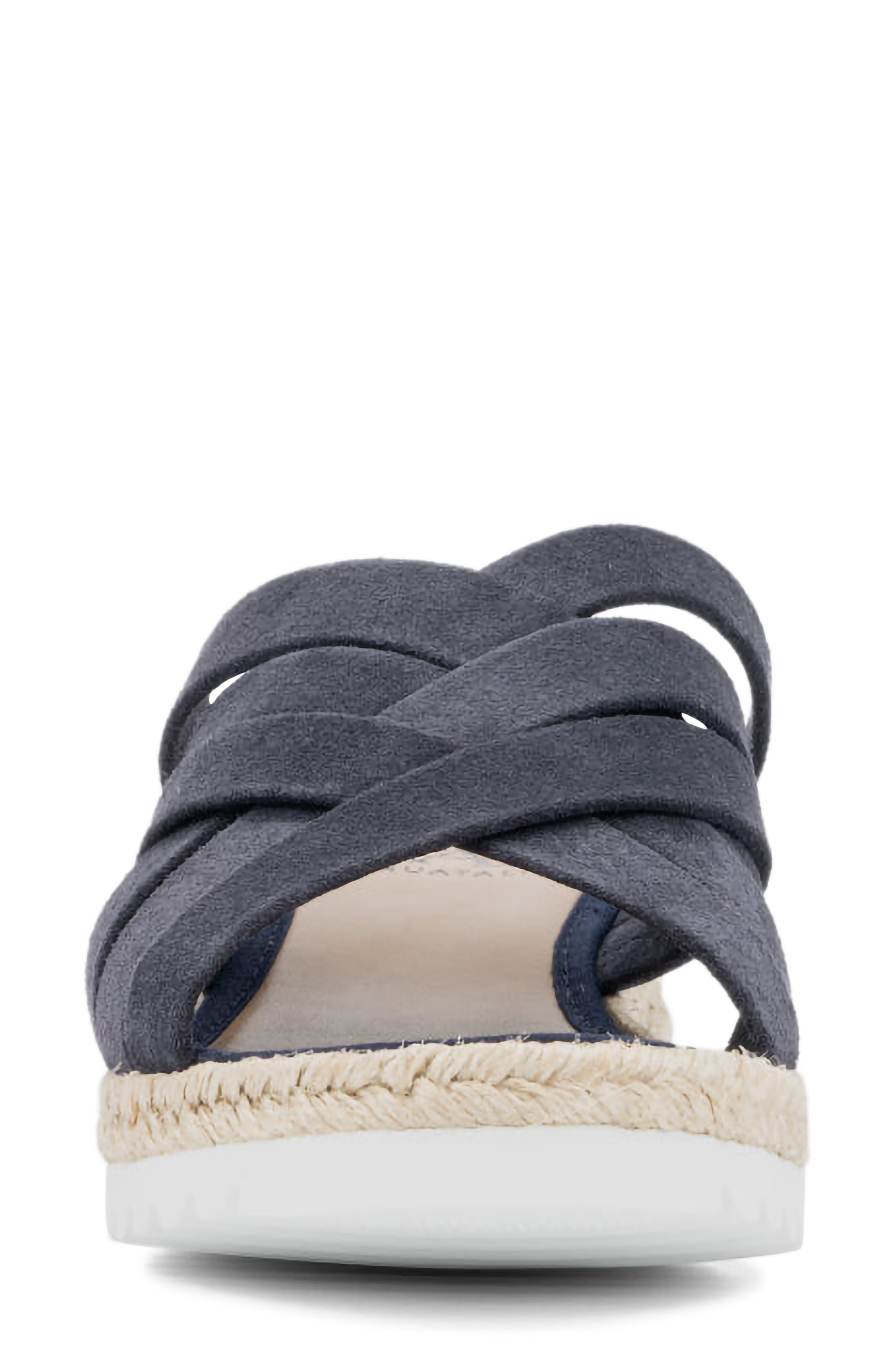 Aquatalia Aura Weatherproof Wedge Sandal, Alternate, color, Navy