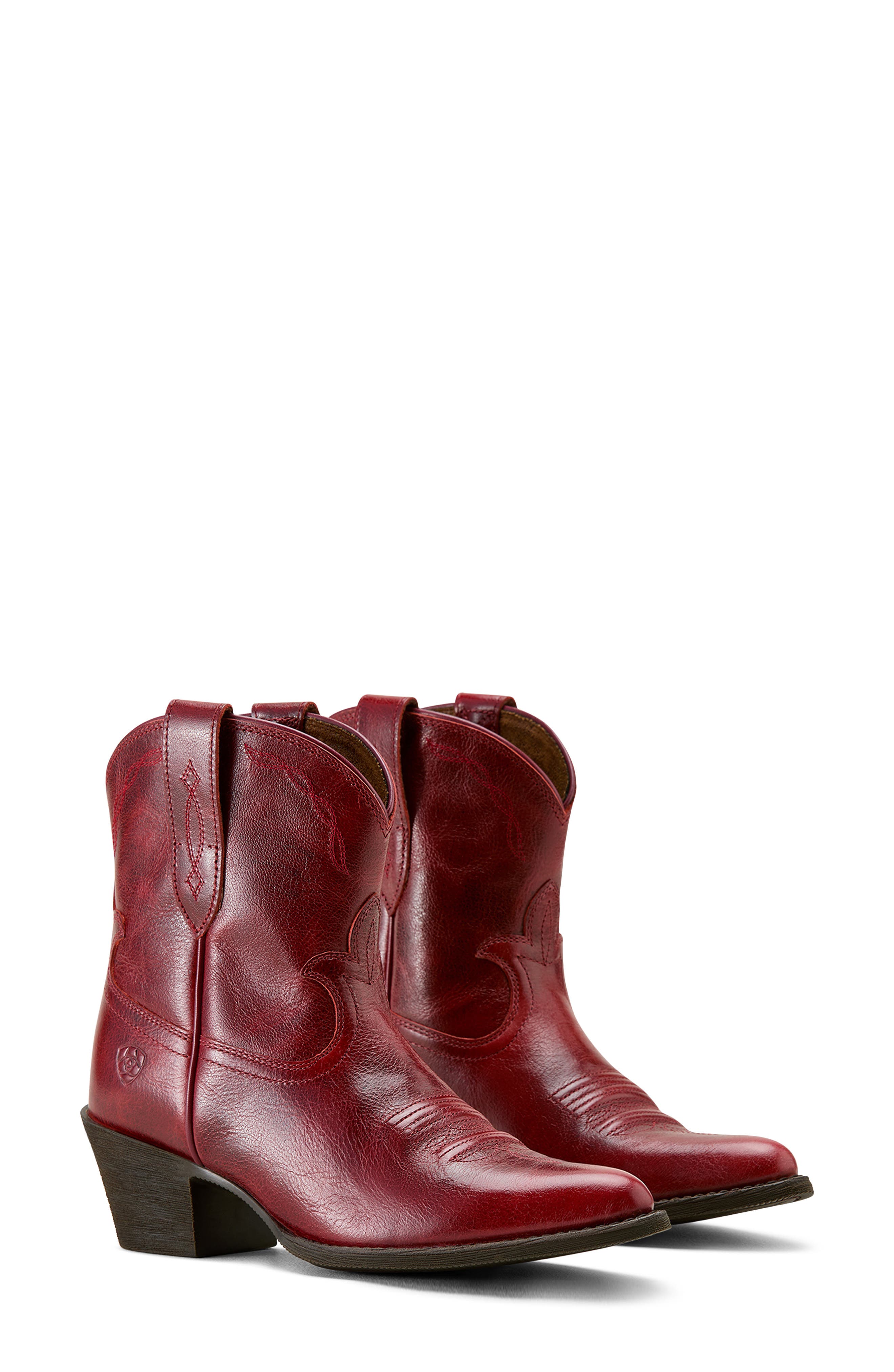 Maggie J Toe Short Western Boot, Alternate, color, BARN RED