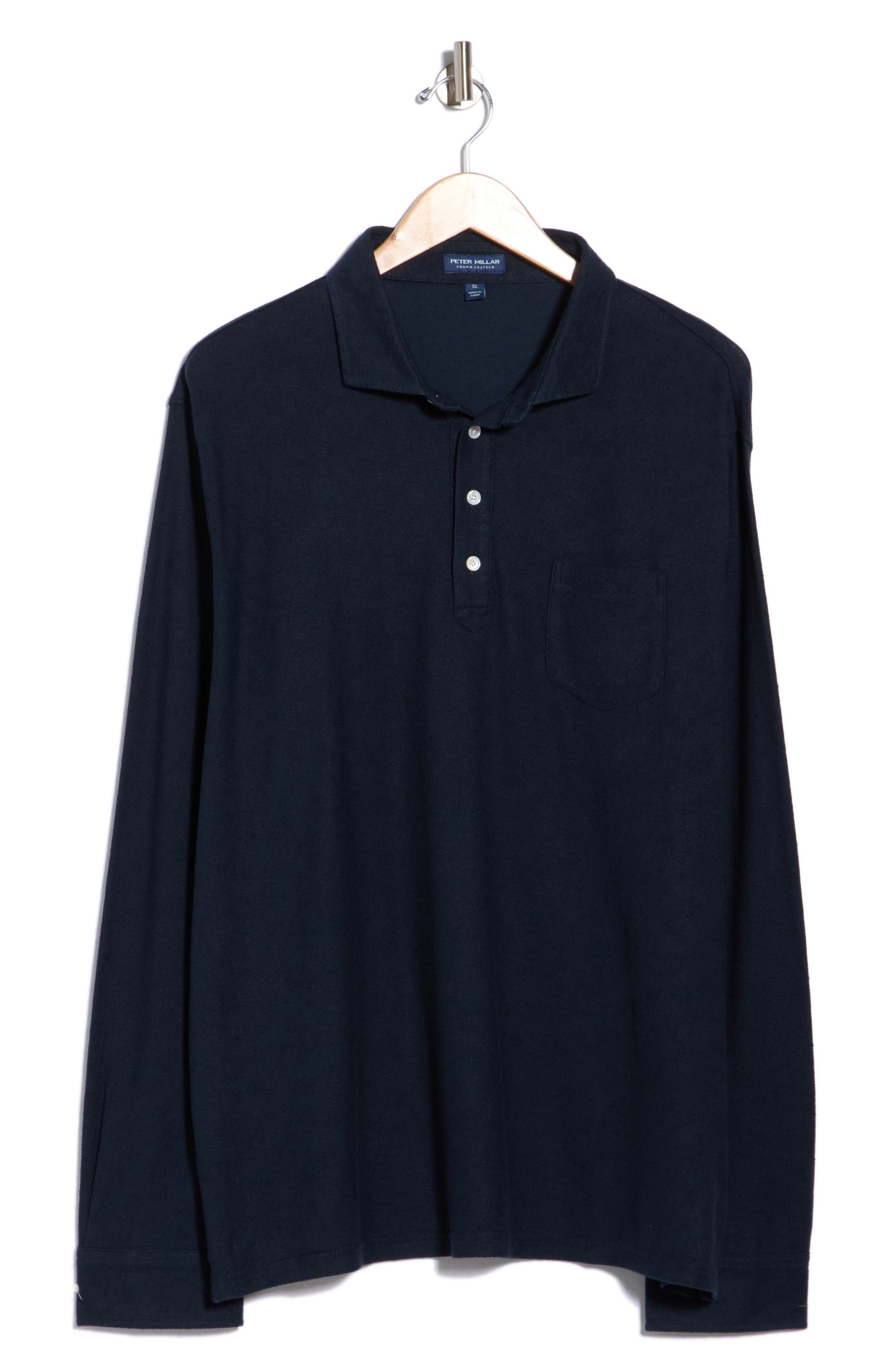Croxley Long Sleeve Cotton & Linen Pocket Polo