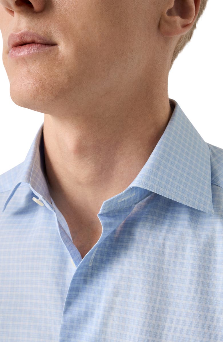 Eton Contemporary Fit Check Fine Cotton Twill Dress Shirt, Alternate, color, Dark Blue