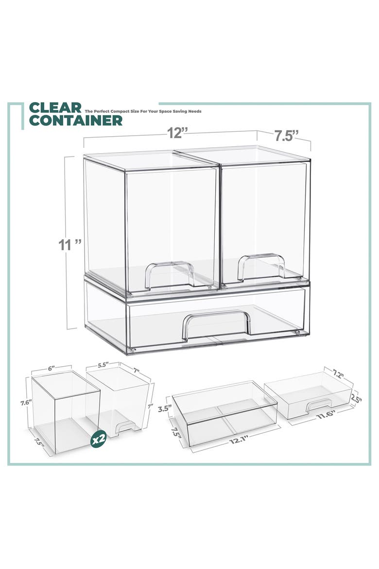 Stackable Acrylic Storage Drawers, Alternate, color, NO COLOR