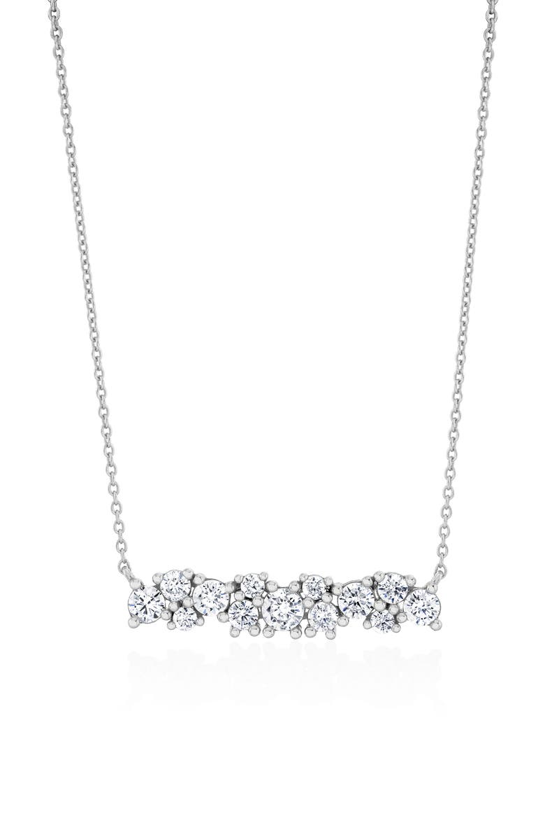 Crislu Brilliant Cubic Zirconia Bar Pendant Necklace, Main, color, Pure Platinum / Clear Stone