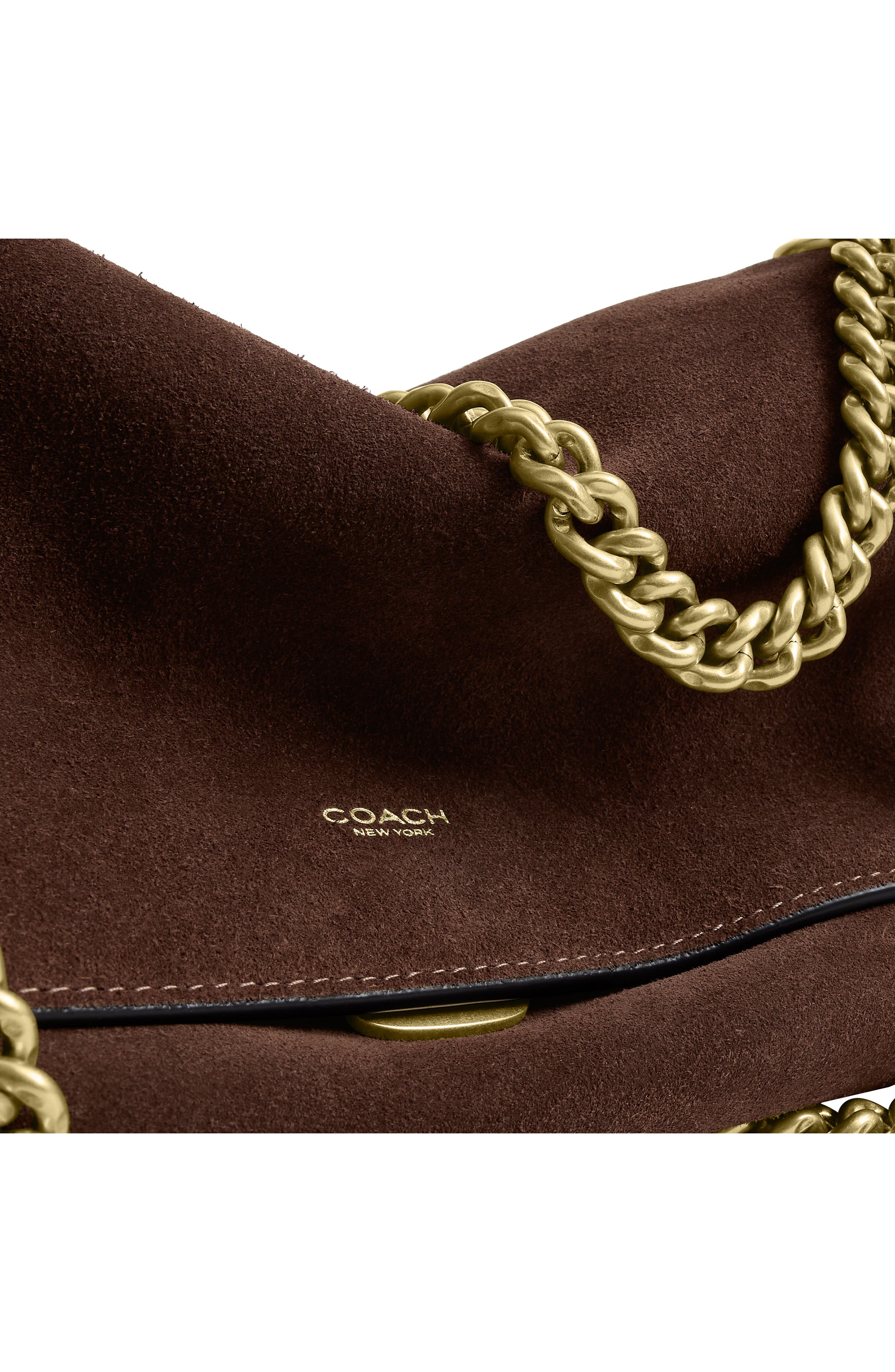 Chelsea 30 Suede Shoulder Bag, Alternate, color, DARK CHOCOLATE
