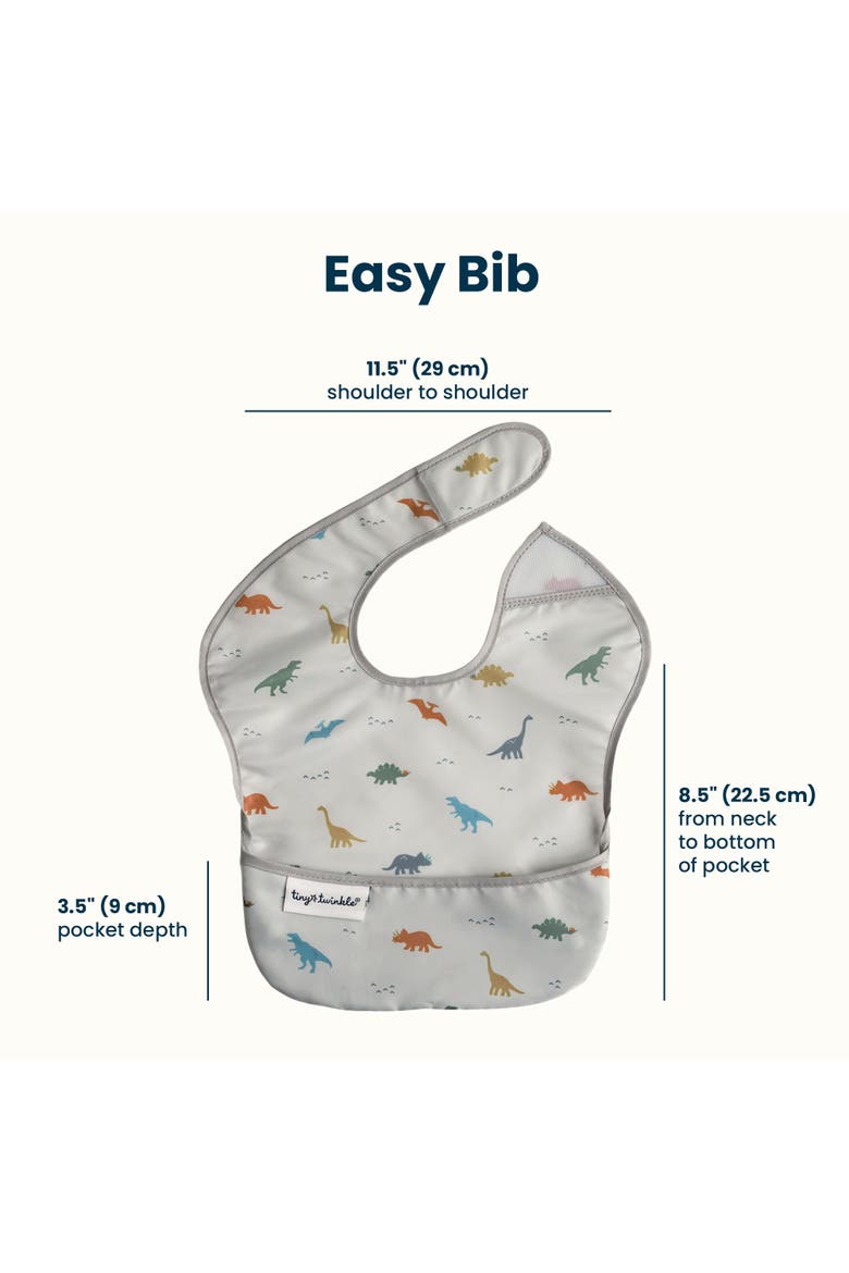 Mess-Proof and Waterproof Baby Food  BPA-Free Bib w/Adjustable Closure 3pc - Solids, Alternate, color, Dinosaur