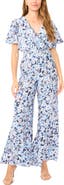 Vince Camuto Floral Print Flutter Sleeve Jumpsuit