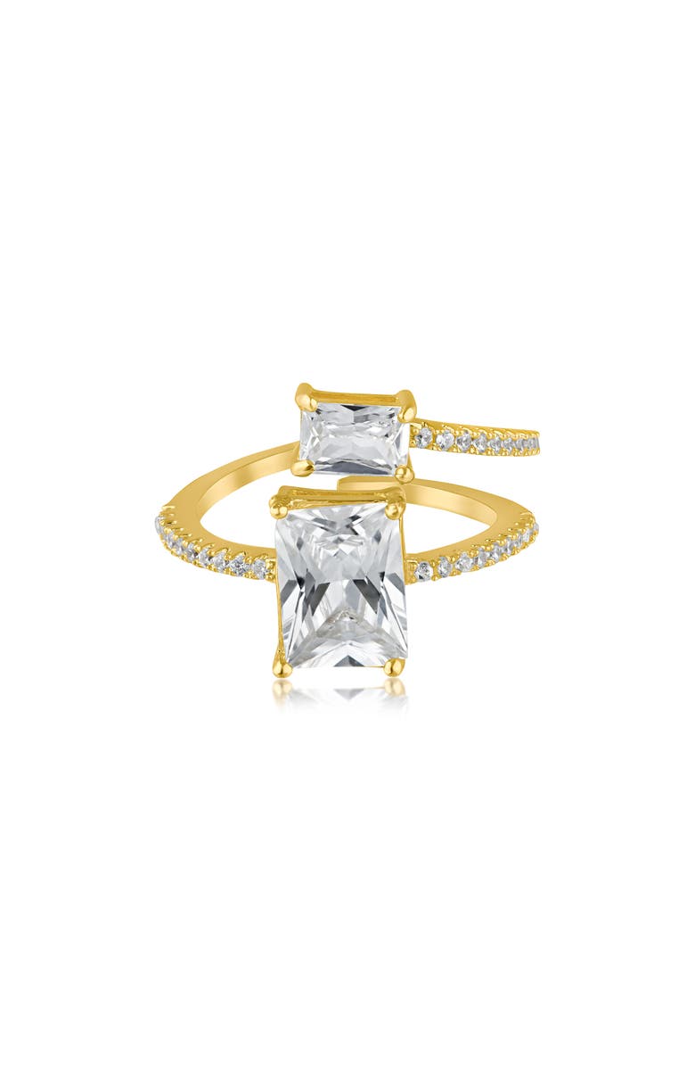 CZ by Kenneth Jay Lane Emerald Cut Cubic Zirconia Wrap Ring, Main, color,