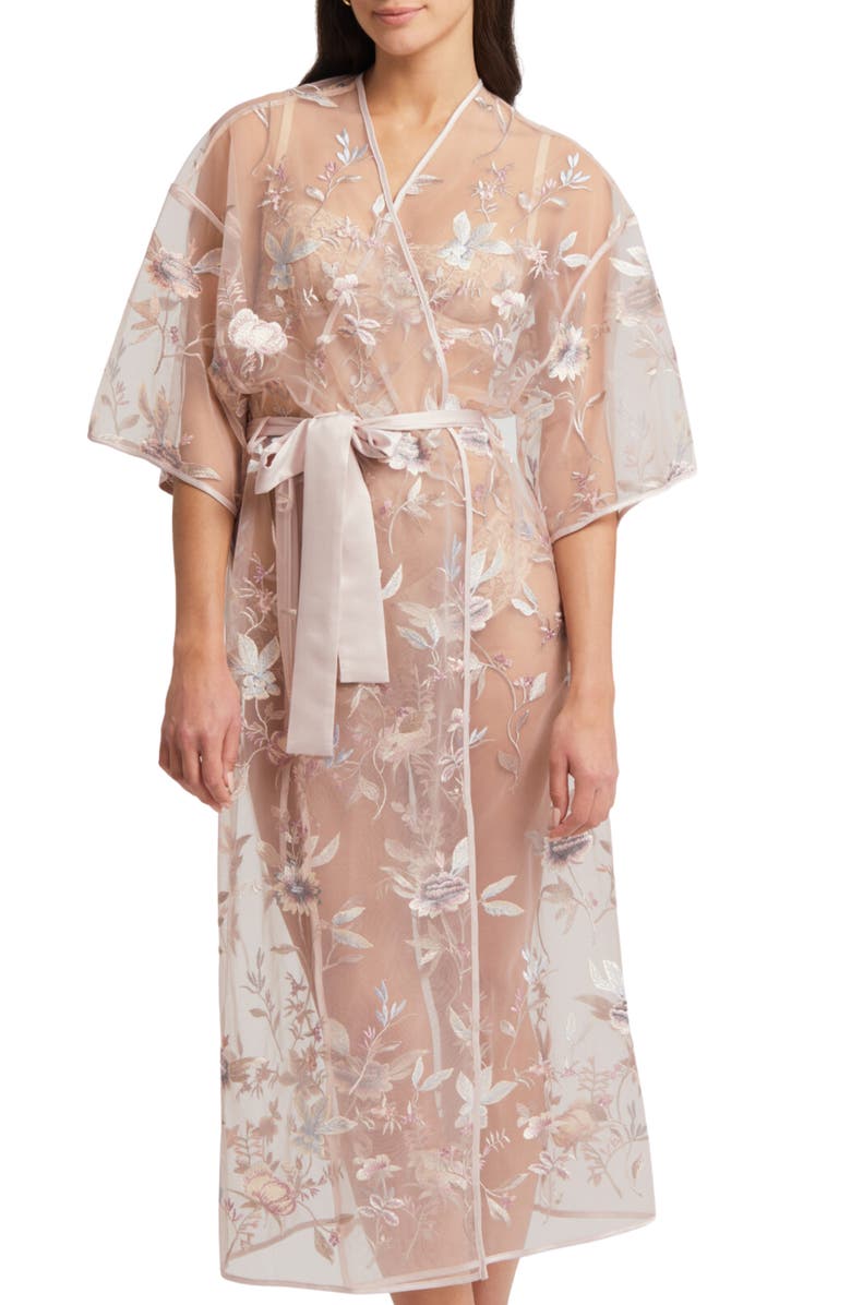Rya Collection Stunning Sheer Organza Robe, Main, color, Sepia Rose