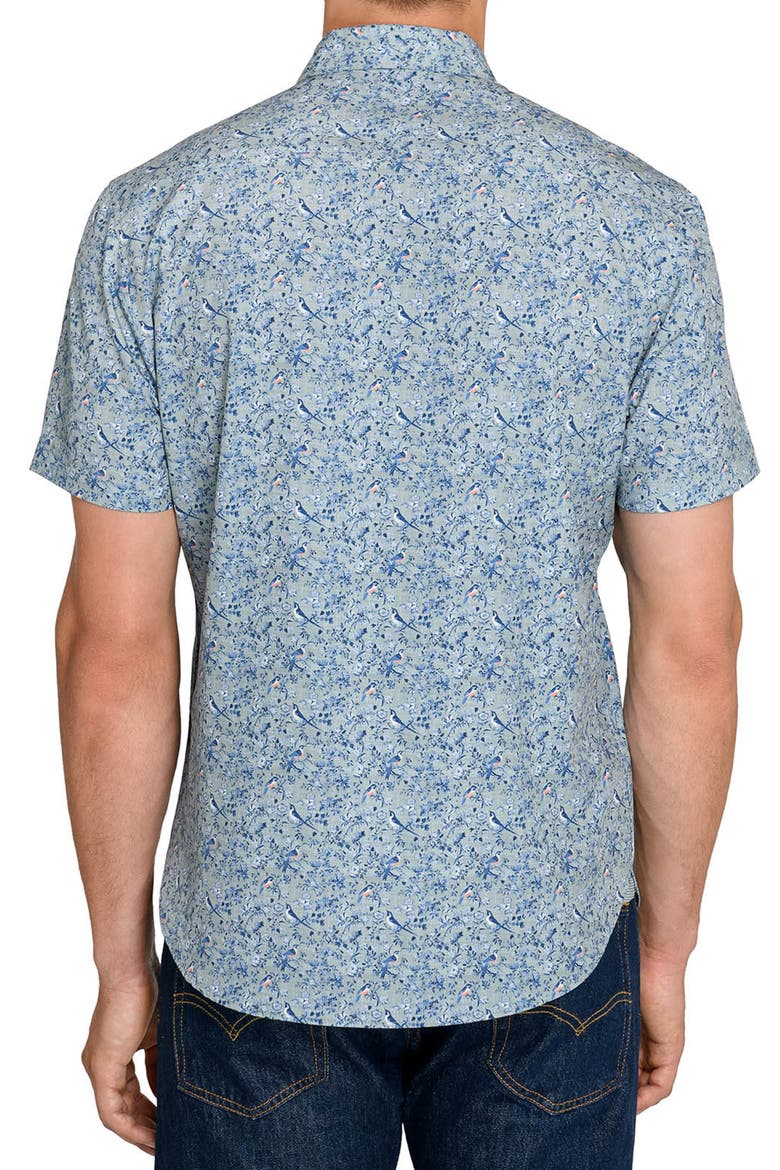 Robin Floral Short Sleeve Button Down Shirt, Alternate, color, SAGE