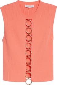 Ramy Brook Casey Ring Detail Rib Sweater Vest