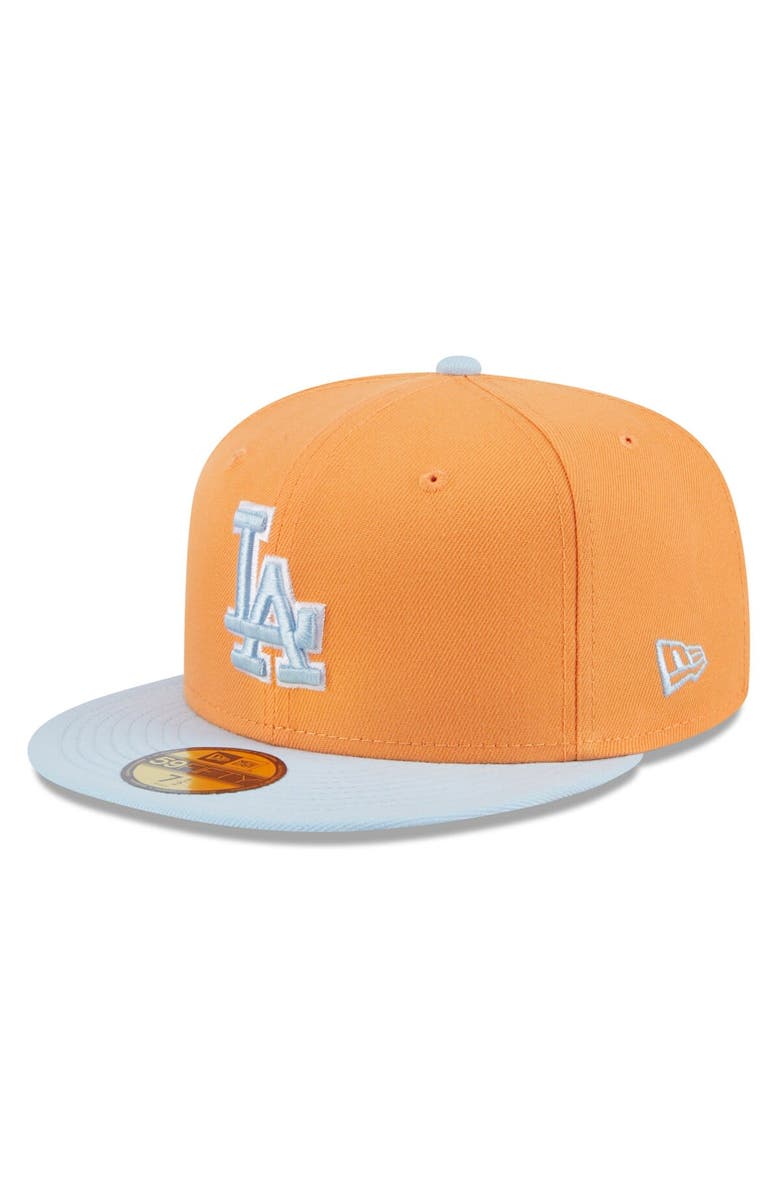 New Era Men's New Era Orange/Light Blue Los Angeles Dodgers Spring Color Basic Two-Tone 59FIFTY Fitted Hat, Main, color, Orange