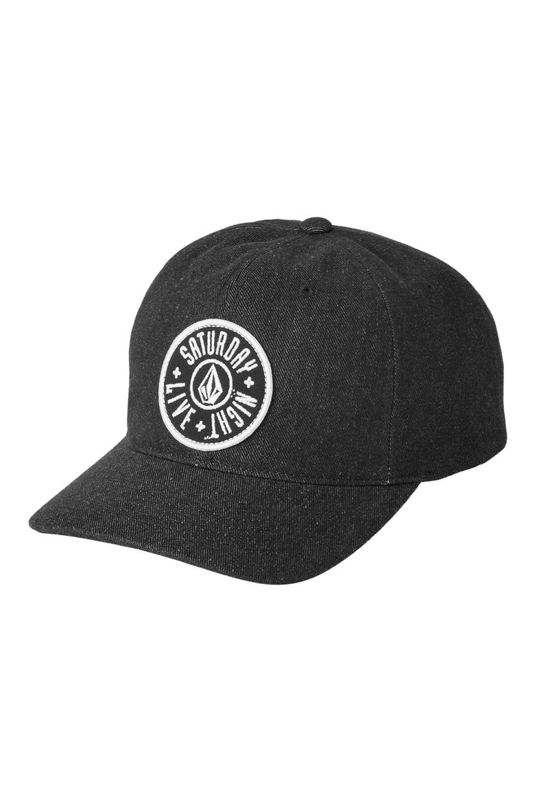 x SNL Collegiate Denim Adjustable Baseball Cap, Main, color, BLACK