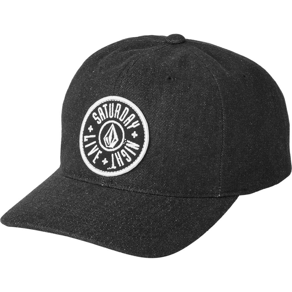 Volcom X Snl Collegiate Denim Adjustable Baseball Cap In Black