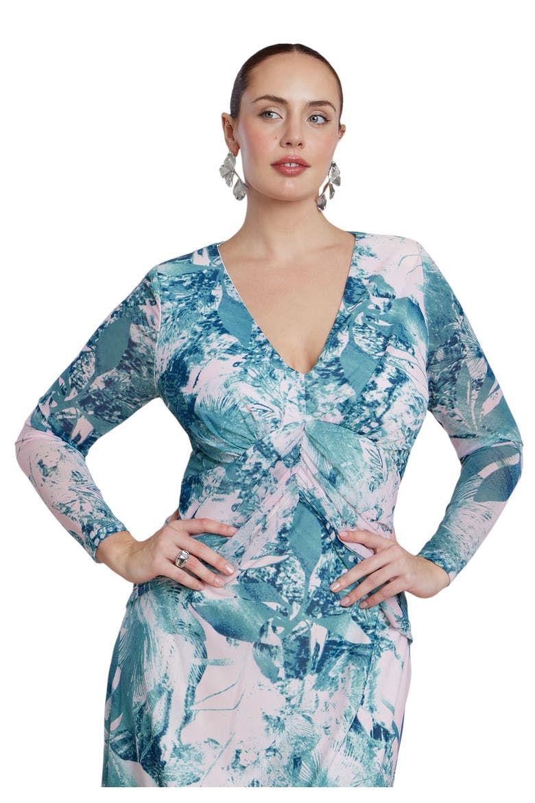 Patbo X Eloquii Printed Mesh Maxi Dress, Alternate, color, SALINA