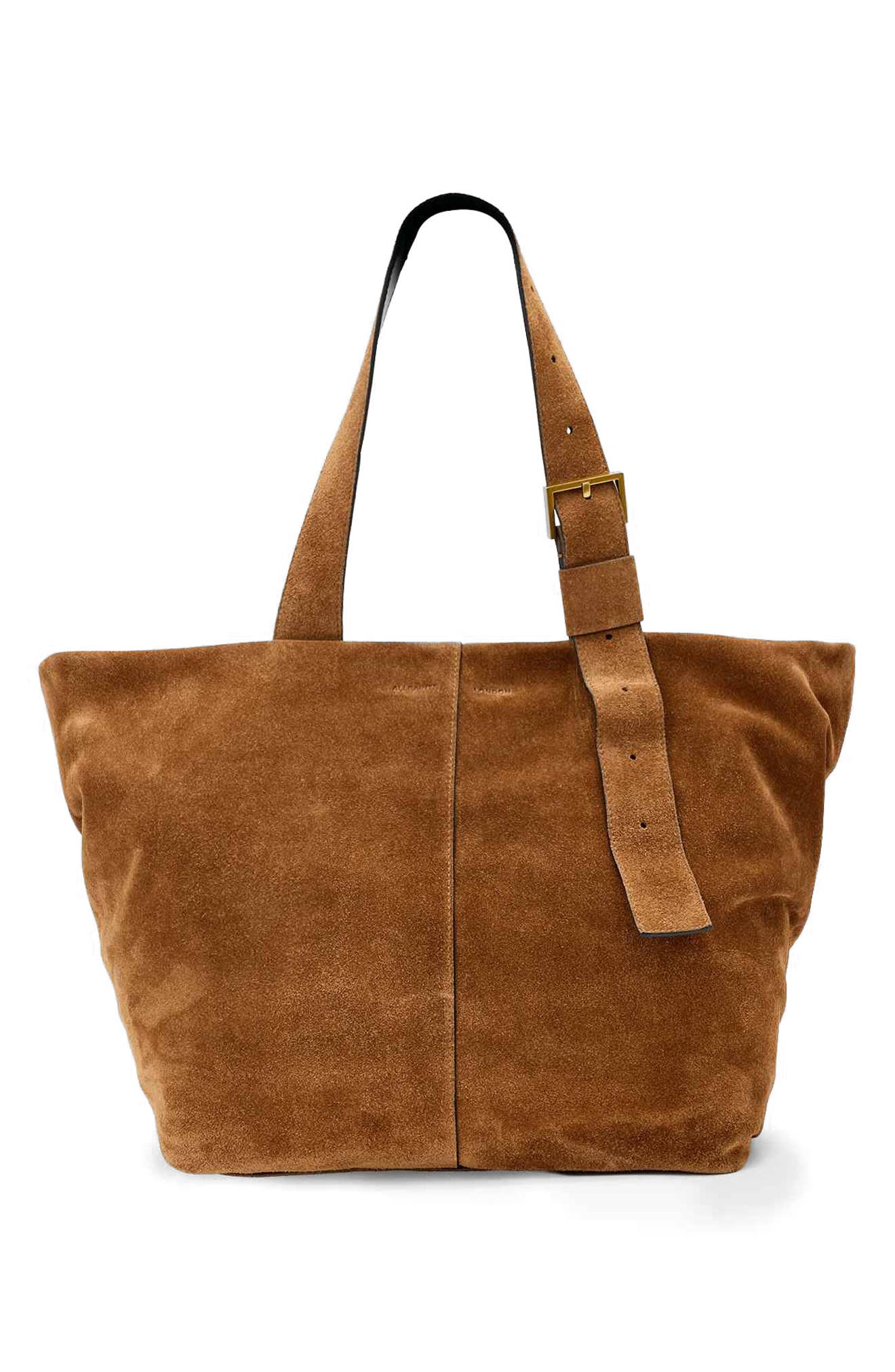 Alba Zip Suede Tote, Main, color, ARIZONA TAN BROWN
