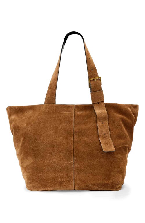 AllSaints Alba Zip Suede Tote in Arizona Tan Brown at Nordstrom