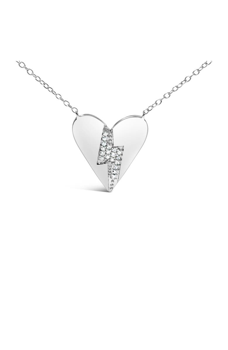 Haus of Brilliance .925 Sterling Silver Diamond Broken Heart Pendant Necklace, Alternate, color, White