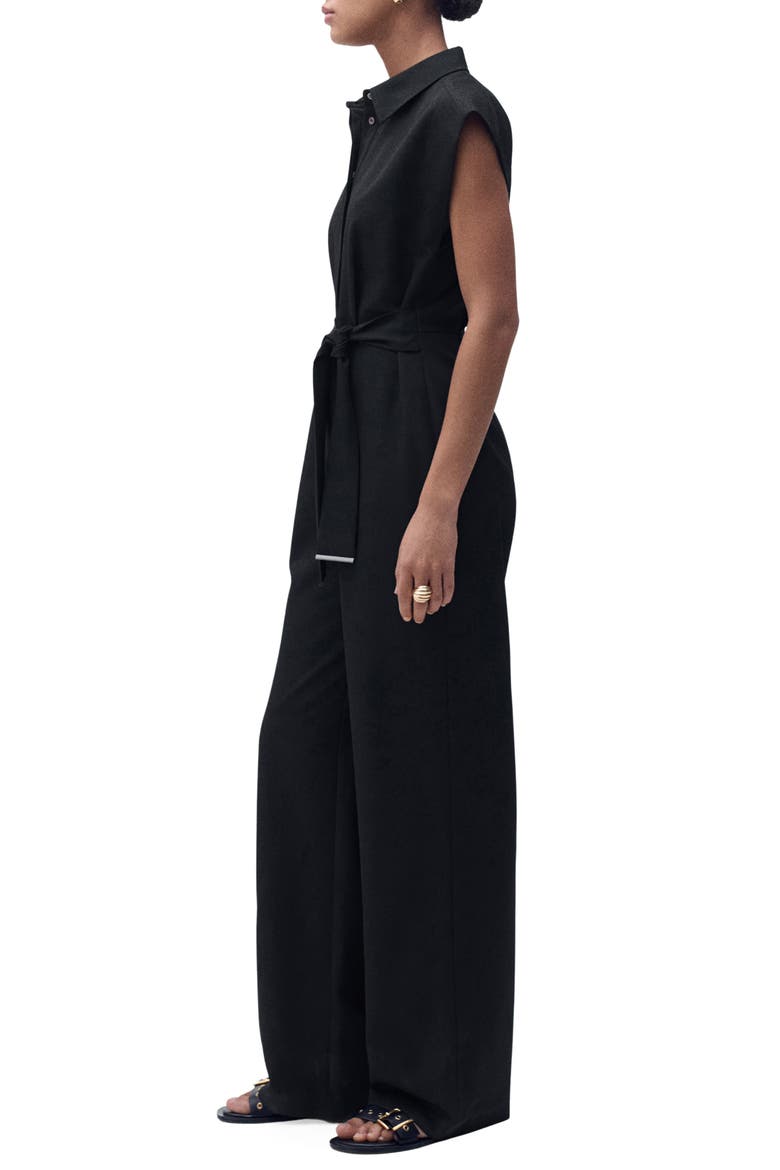 Tie Belt Jumpsuit, Alternate, color, BLACK