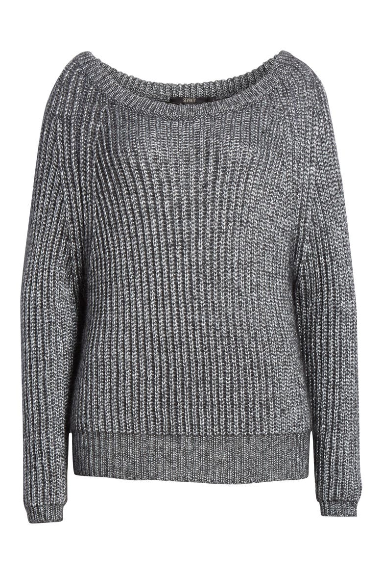 Seventy Shaker Stitch Sweater, Alternate, color, DARK GREY