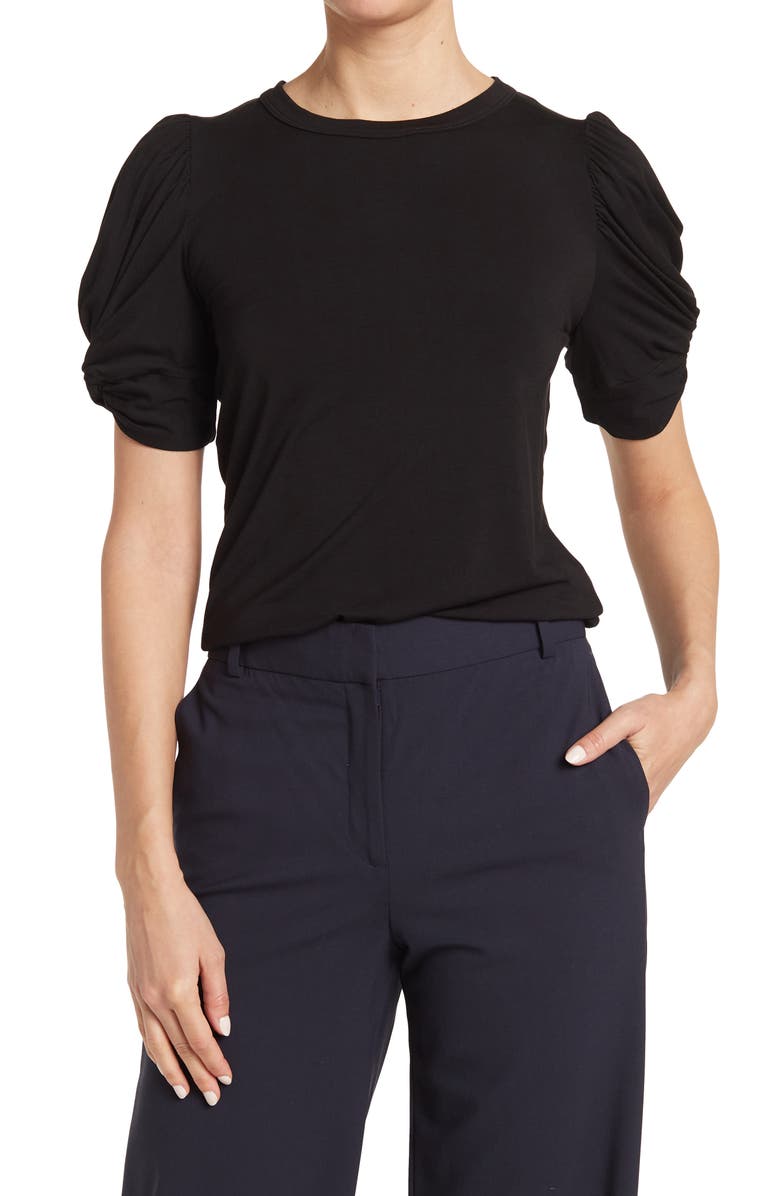 Solid Scrunched Sleeve Top