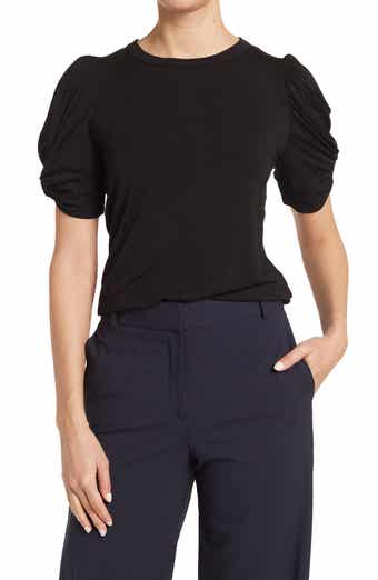Renee C Solid Scrunched Sleeve Top