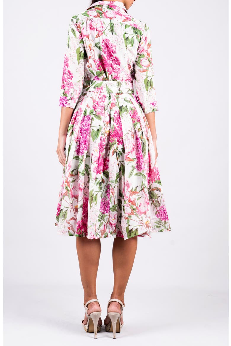 Lilac Flower Midi Shirtdress, Alternate, color, White