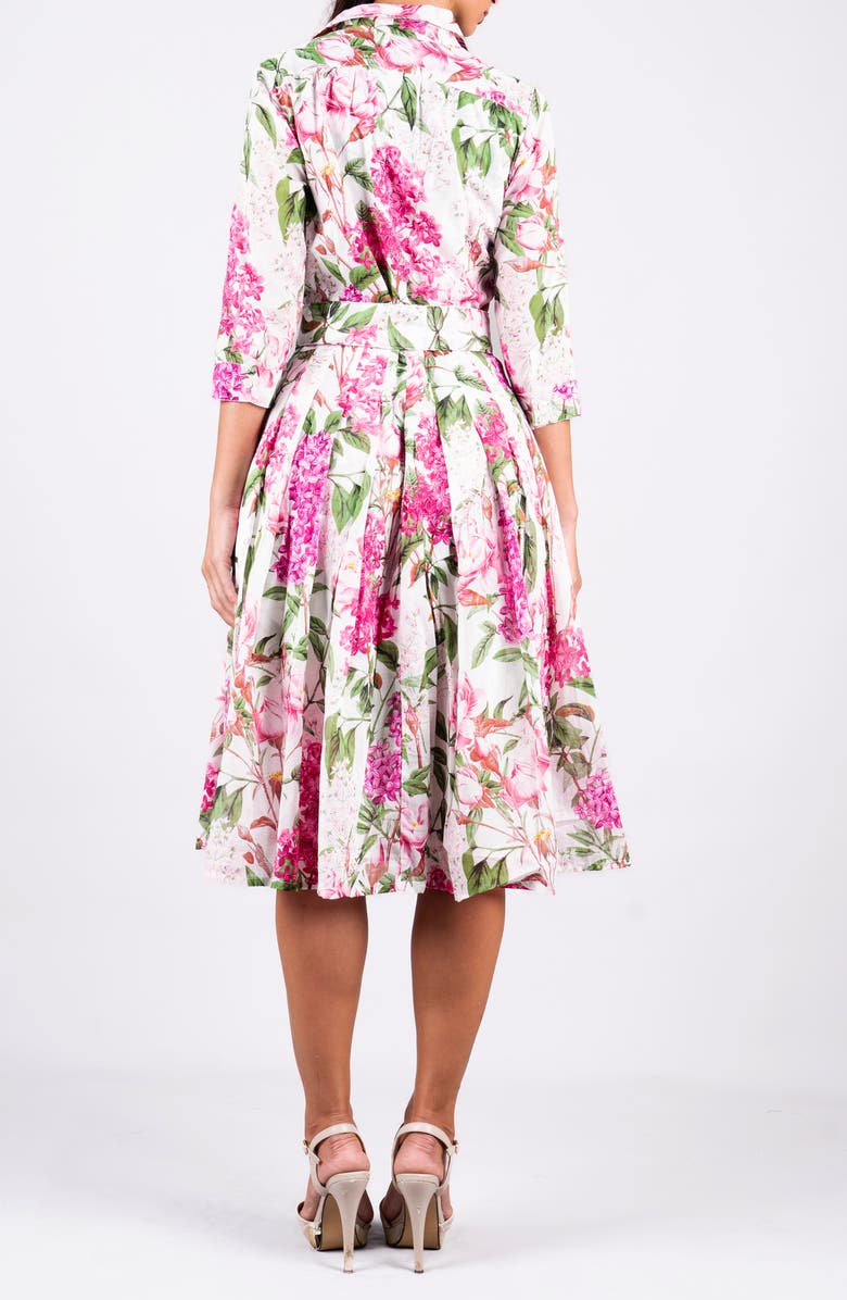SAMANTHA SUNG Lilac Flower Midi Shirtdress, Alternate, color, White