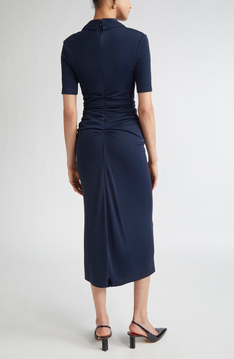 Carolina Herrera Ruched Jersey Polo Dress, Alternate, color, Midnight