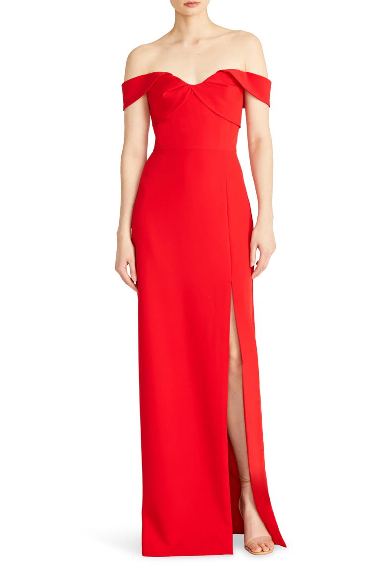 Vivian Off the Shoulder Sheath Gown, Main, color, ROUGE