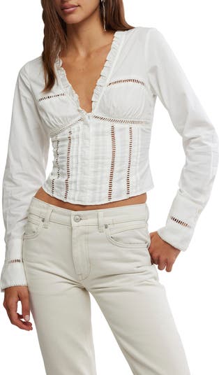 Free People Frankie Long Sleeve Ladder Stitch Corset Top | Nordstrom