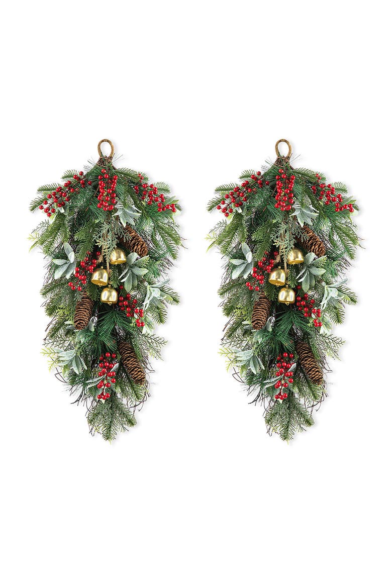 Set of 2 Christmas Deluxe Bell Dripping Teardrop, Main, color, Green