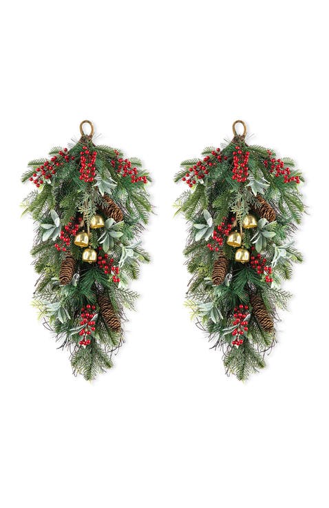 Set of 2 Christmas Deluxe Bell Dripping Teardrop