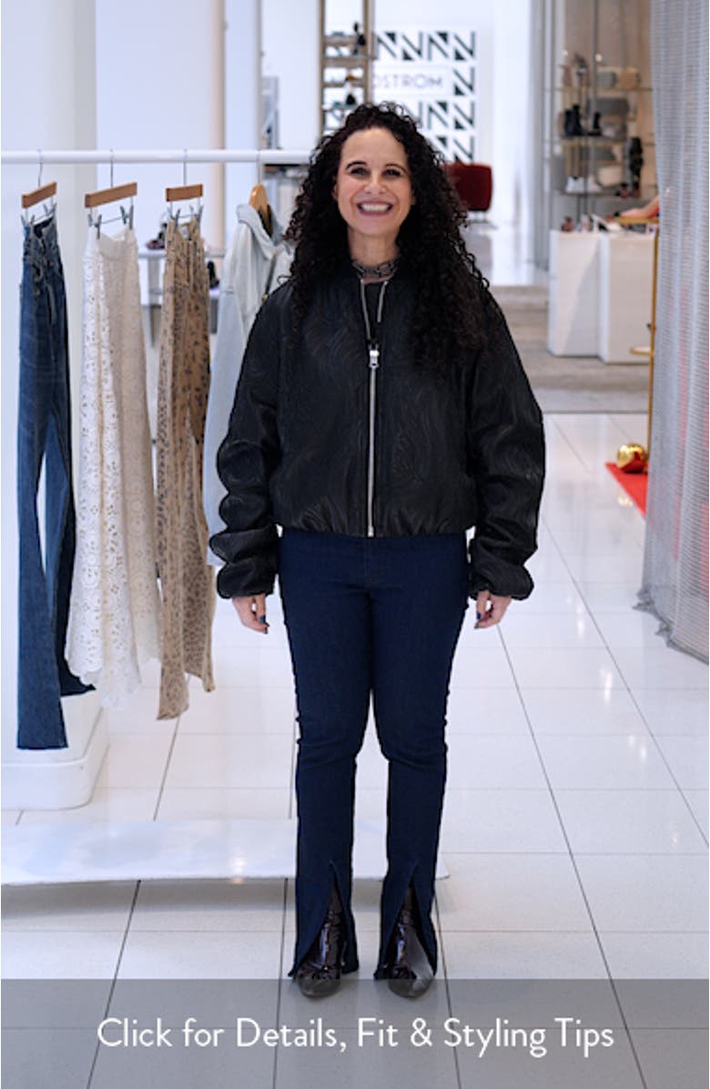 Jemma Embroidered Faux Leather Bomber Jacket, sales video thumbnail