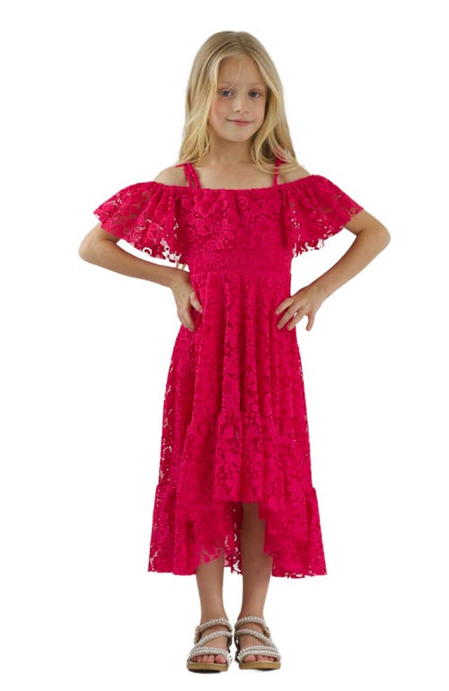 MIA BELLE GIRLS MIA BELLE GIRLS GIRLS BERRY BEAUTIFUL LACE HIGH LOW DRESS