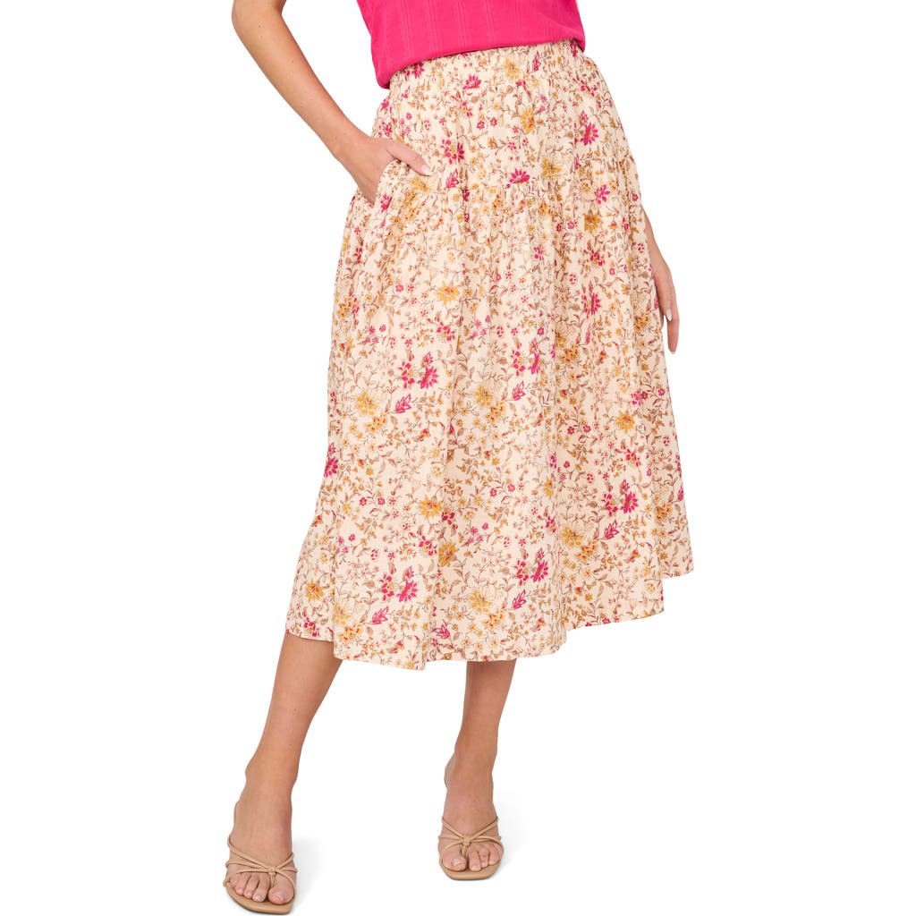 Halogenr Halogen(r) Print Pull-on Tiered Midi Skirt In Multi